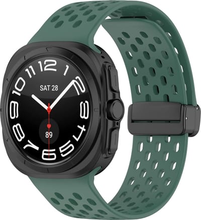 By Qubix - Compatible Samsung bandje - D-buckle siliconen sportband - Donkergroen - Geschikt voor Samsung Galaxy Watch Ultra / Ultra 2 - 47mm