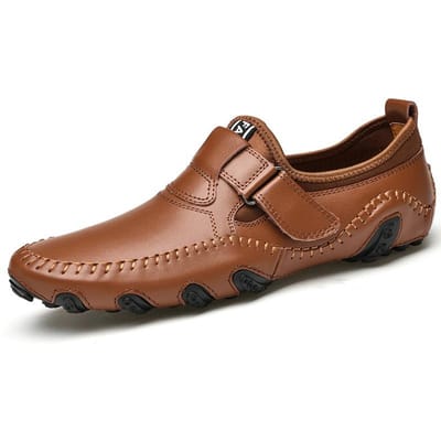 Lente en Herfst Nieuw Grote Maten Britse Stijl Schoenen Mannen Echt Leer Ademend Casual Leren Schoenen Zachte Zool Rijschoenen Instappers 47 bruin