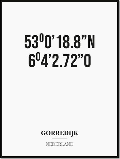 Poster/kaart GORREDIJK met coördinaten