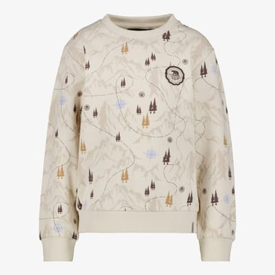 Unsigned jongens sweater met bosprint beige - Maat 92