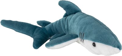 Nature Planet pluche knuffel blauwe Haai - 36 cm - stof - zeedieren knuffelbeesten