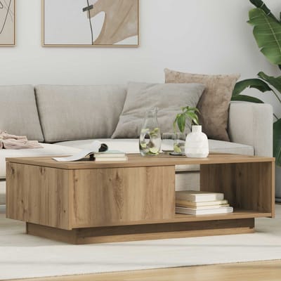 vidaXL - Salontafel - Artisan - Eiken - 95 - x - 55 - x - 31 - cm - Bewerkt - hout