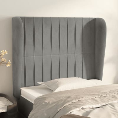 vidaXL - Hoofdbord - met - randen - 103x23x118/128 - cm - fluweel - lichtgrijs