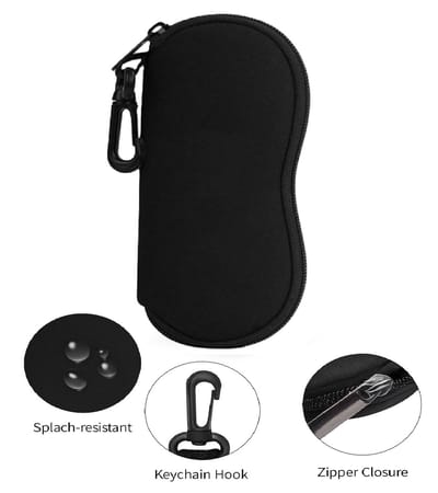 Zachte Brillenkoker met Riemclip – Universeel Neopreen Etui voor Dames & Heren – Lichtgewicht & Waterafstotend – Voor Zonnebrillen & Brillen – Zwart