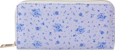 Juleeze Portemonnee 10x19 cm Wit Blauw Polyester Roosjes
