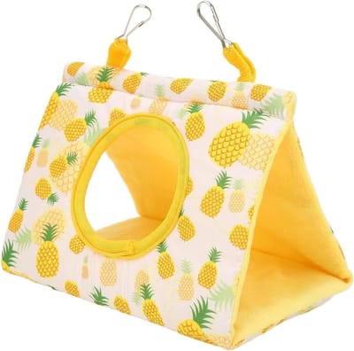 Warme Vogel Hangmat voor Huisdieren - Pluche Bed en Speelgoed voor Parkieten, Kaketoes en Liefdesvogels met Ananaspatroon