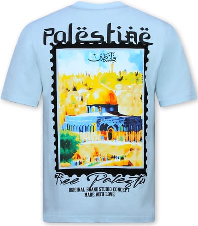 Palestina Shirt Heren - Heren Tshirt met Opdruk - T shirt Heren met Print - 190- Blauw