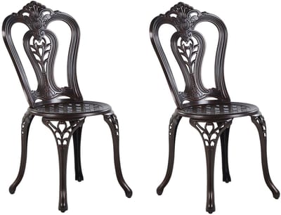 BOVINO - Tuinstoel set van 2 - Donkerbruin - Aluminium