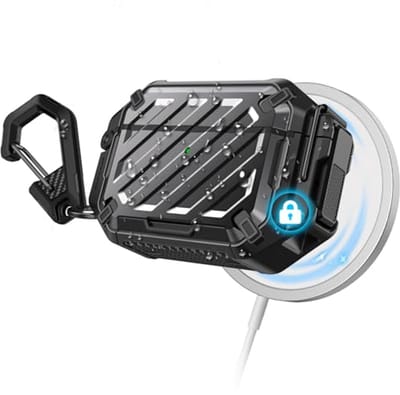 SUPCASE Hoesje voor AirPods Pro 3 (release 2025) met slot en karabijnhaak (Unicorn Beetle Pro), [IP68 waterdicht] [Bescherming van militaire kwaliteit] [Ondersteunt draadloos opladen] Harde hoes