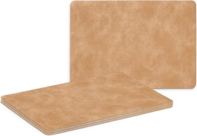 Zeller Placemats - 4x - lederlook - lichtbruin - 42 x 30 cm - tafel dekken - onderleggers
