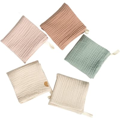 5 stuks Baby Speeksel Zacht Absorberend Gaas Katoen Boertje Doekje Kleuterschool Zakdoek Pasgeboren Wasdoekje Verpleegdoek gray