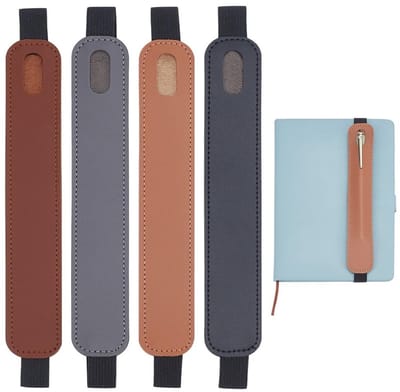 Dailygoods- Penhouder 4 Stuks - Verstelbare Pennenhouder - PU Leer - Geschikt voor Notitieboek - Diverse Kleuren - Functionele Pennenopslag - Pennenzak