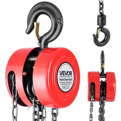 VEVOR 1T handkettingtakel, 6 m hefhoogte, zware kettingtakel met G70-ketting, zware katrolblok, handtakel, kettingtakel voor garages, magazijnen, automachines, oranje
