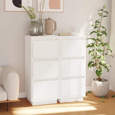 vidaXL - Dressoirs - 2 - st - 32x34x75 - cm - massief - grenenhout - wit