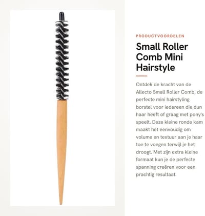 Dailygoods - Small Roller Comb - Mini Hairstyle Kam - Professionele Styling Borstel - 16mm - Voor Dun Haar en Pony's - Ideaal voor Volumen en Krullen