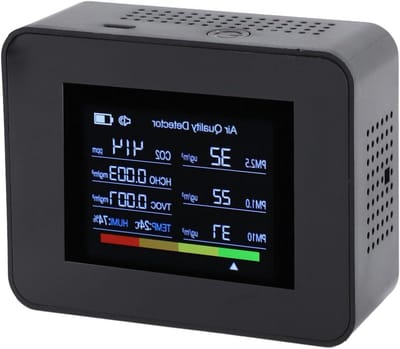 Luchtkwaliteit Meter - CO2 Detector - Binnenlucht Meten - 8-in-1 Sensor - 2000 mAh Batterij - Zwart