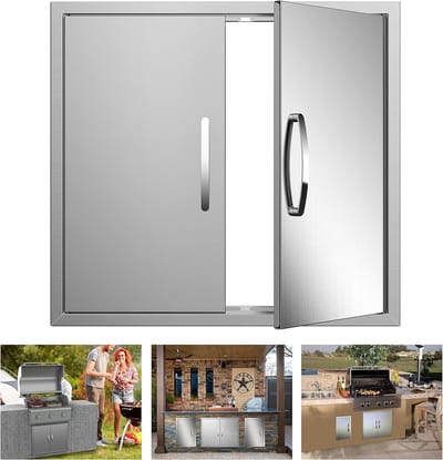 Buitenkeukendeuren - BBQ Deuren - Buiten Koken - Roestvrij Staal 304 - 26 x 24 Inch - Geborsteld