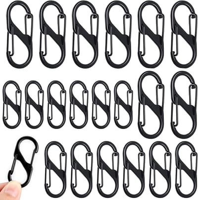 20 Stuks S Carabiner Haken, Metaal, Dubbele Sluiting, Ideaal voor Sleutelhangers, Kamperen en Wandelen