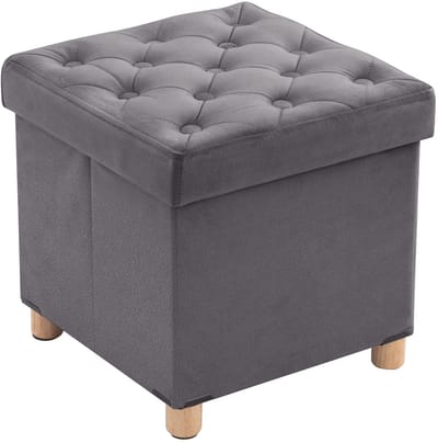 Unyqoos® Kruk met opbergruimte en luxe fluwelen afwerking, multifunctioneel en opvouwbaar, ideaal voor elke ruimte