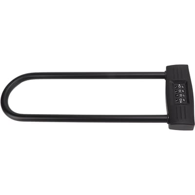 Cadenas U à combinaison 4 chiffres rallongé antivol à anse longue réinitialisable pour vélo, moto, scooter électrique black