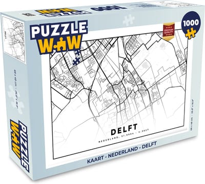 Puzzel Kaart - Nederland - Delft - Legpuzzel - Puzzel 1000 stukjes volwassenen