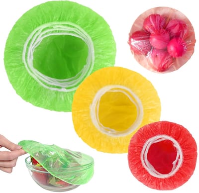 Dailygoods- Voedselopslag 60 Stuks - Herbruikbare Afdekhoezen - Plastic Voedseldeksels - Elastische Deksel - Veilig en Niet-giftig - Stofdicht en Transparant