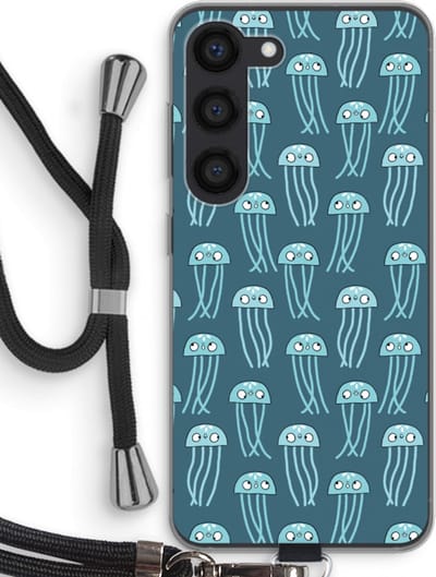 Case Company® - Hoesje met koord geschikt voor Samsung Galaxy S23 hoesje met Koord - Kwallie - Telefoonhoesje met Zwart Koord - Bescherming aan alle Kanten en Over de Schermrand