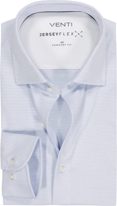 VENTI CASA MODA comfort fit overhemd - jersey - lichtblauw met wit gestreept - Strijkvriendelijk - Boordmaat: 40 (EU maat: M)