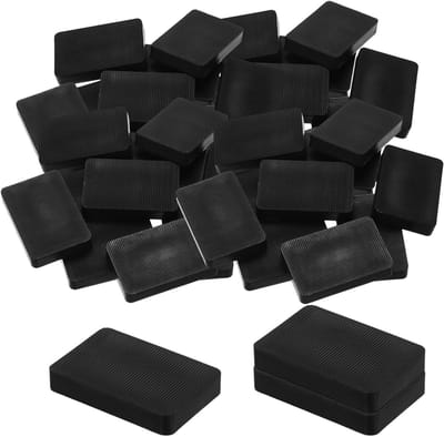 Onderlegplaten Kunststof - Afstandhouders Tegelwiggen - Vloeren en Kozijnen Plaatsen - Antislip Geribbeld Oppervlak - 40 Stuks 60x40x10mm - Zwart