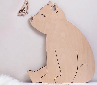 Houten beer kinderkamerdecoratie, dieren decoratie kinderkamer, houten dierendecoratie, muurdecoratie kinderkamer