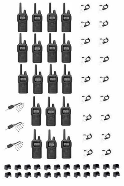 Set van 18 Kenwood PKT-300 ProTalk XLS IP52 PMR446 mini portofoons met C-ring oortje en multilader
