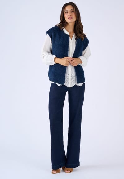 Damart - Mouwloos vest van bouclette-breisel - Dames - Blauw - S