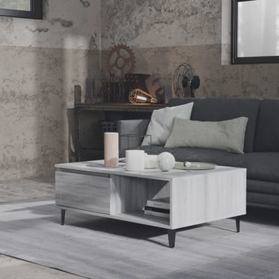 vidaXL - Salontafel - 90x60x35 - cm - bewerkt - hout - grijs - sonoma - eikenkleurig