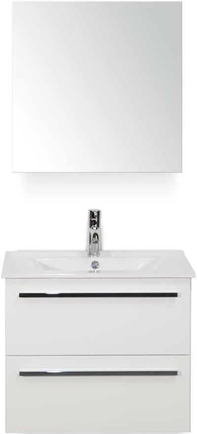 Seville Badmeubelset 60 cm - Wit Hoogglans - Keramische Wastafel Wit Enjoy met Spiegelkast