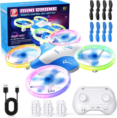 KORFFE Mini Drone met Verlichting - Vliegtuig Speelgoed - RC Voertuigen - Kinder Drone - 30 Min. Vliegtijd - Incl. 3 Accu's
