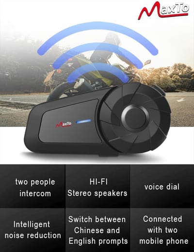 Motorhelm Communicatie - Motor Communicatie - Veilig Praten - 800M Intercom Bereik - 2 Ruiters - Zwart