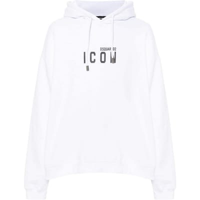 Dsquared2 Witte Hoodie Met Zwart Iconisch Logo