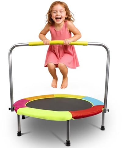 Kleurrijke Vouwen Trampoline voor Kinderen met Handvat – Indoor en Outdoor