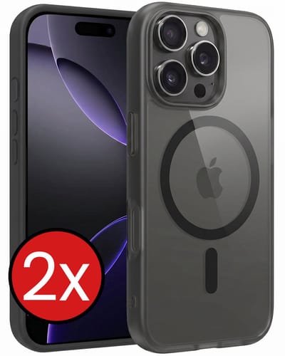 Hoesje - 2 Stuks - Geschikt voor Apple iPhone 16 Pro - Magsafe Compatible - Sterk & Shockproof - Shock Proof Case - Back Cover - Telefoon Hoes - Telefoonhoes - Zwart