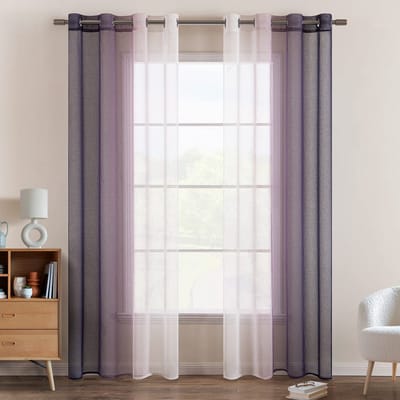 Dailygoods- Gordijnen 2-delig - Tweekleurig - Met inslagringen - Lichtdoorlatend - Decoratief - 140 x 245 cm - Raamdecoratie
