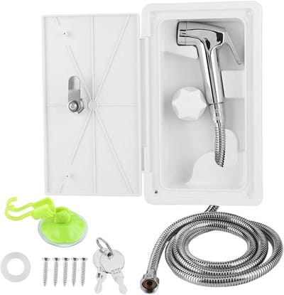 Douchebak voor Buiten, 267 x 157 x 107mm, ABS Kit met Warm-Koud Schakelaar en 2 Sleutels voor Boot, Camper en Caravan