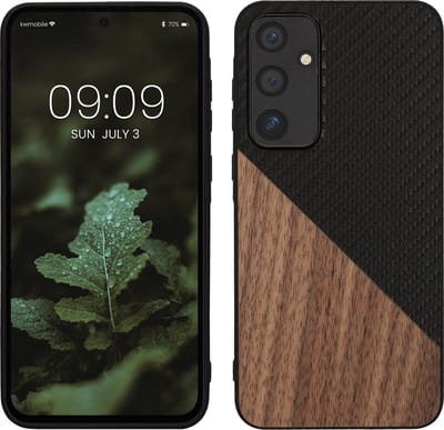 kwmobile hoesje geschikt voor Samsung Galaxy A55 5G - Backcover in donkerbruin / zwart -Smartphonehoesje - design