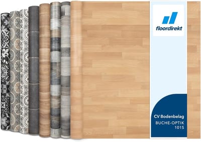 FLOORDIREKT Vloerbedekking - PVC vloeren - Atlantic - Beuken Look 101s - Vinyl vloeren - Natuurlijk houteffect - Dikte 1,9 mm - 100 x 100 cm