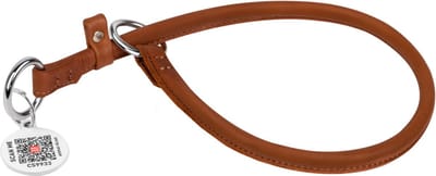 WAUDOG Soft Jerk-Choke Sliphalsband / Hondenhalsband - Leder - Bruin - Gratis QR-tag - XS - Diameter: 6 mm - Nekomtrek: 16 - 21 cm (GELIEVE ALVORENS BESTELLEN OPMETEN)