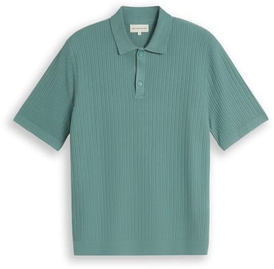 Tom Tailor - Gebreid poloshirt van katoen - Maat XXXL - Mineral Stone Blue