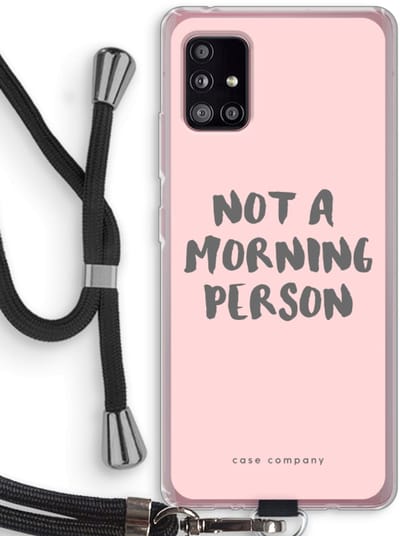 Case Company® - Hoesje met koord geschikt voor Samsung Galaxy A51 5G hoesje met Koord - Morning person - Telefoonhoesje met Zwart Koord - Bescherming aan alle Kanten en Over de Schermrand