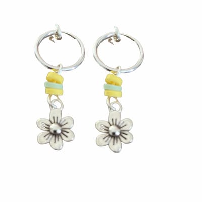 Klem oorbellen-Geel-Bloem-geen gaatje-Charme Bijoux