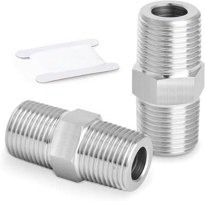 Dubbele nippel 3/8 inch van roestvrij staal, reductie en slangverbinding voor waterleiding, schroefmof adapter met afdichtband voor drinkwater