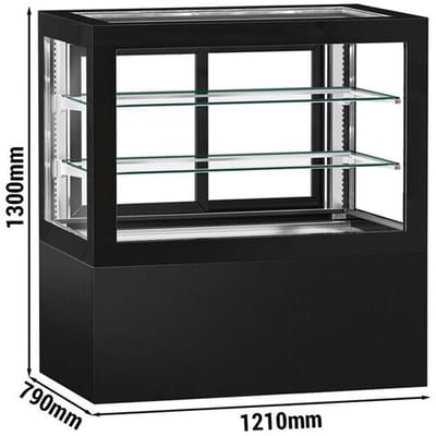 GGM Gastro Kühl- & Kuchenvitrine - 1210mm - Doppelverglasung - mit 2 Ablagen Zwart
