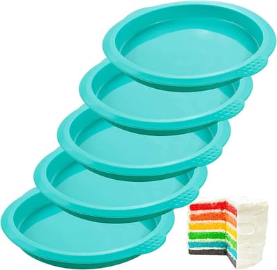 Set van 5 ronde siliconen cakevormen van 15 cm - anti-aanbak bakvormen voor taarten, pizza en desserts